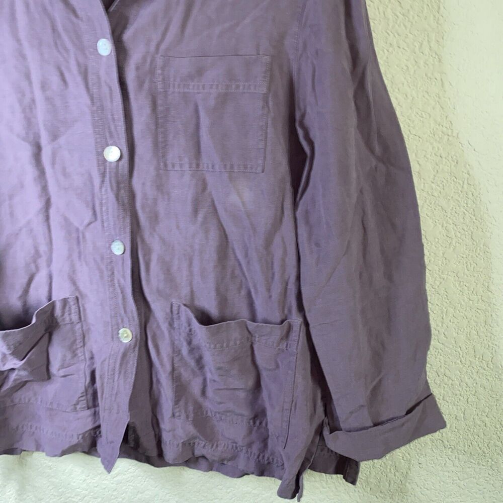 Easy Spirit Silk Linen Summer Shirt Blouse Tunic lagen cottage beach M Long flaw - Picture 11 of 15